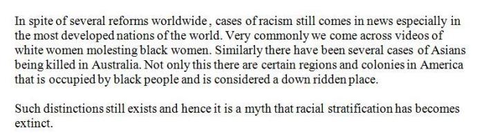 Racial stratification is almost extinct thanks to reform attempts